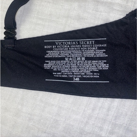 Victoria’s Secret bra body by Victoria perfect coverage black 34B front closure - Picture 11 of 15